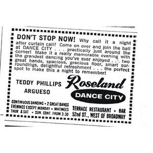 Vintage Dance City Roseland Flyer Advertisement 1960s Vintage Print Ad  NYC